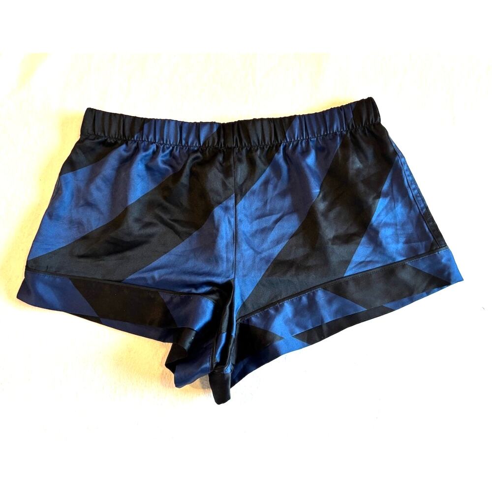 NWT Victoria's Secret Lingerie Lounge Short Light & Silky Black Blue Stripe S